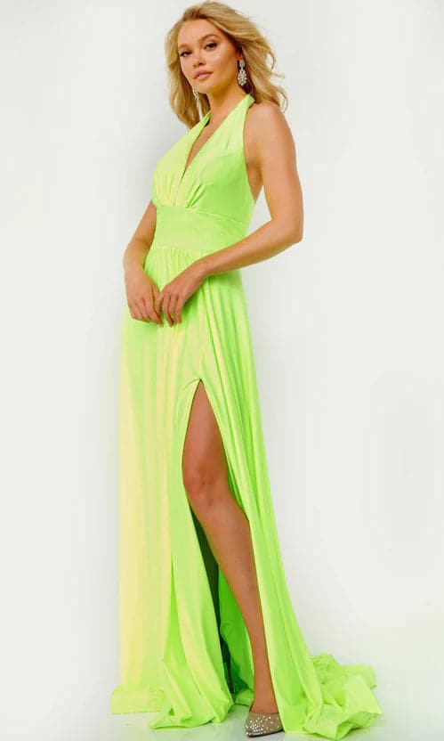 Limettengrünes Neckholderkleid SYP77