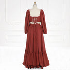 Long Sleeves Adjust Back Woman Cotton Maxi Dress Photoshoot Dresses Outfit Sunnderly SY231113