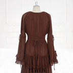Langärmliges Maxikleid aus Baumwolle für Damen, seitlicher Schlitz, für Fotoshootings, Umstandskleid für Fotoshootings, YEWEN SY231092 