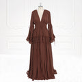 Langärmliges Maxikleid aus Baumwolle für Damen, seitlicher Schlitz, für Fotoshootings, Umstandskleid für Fotoshootings, YEWEN SY231092 