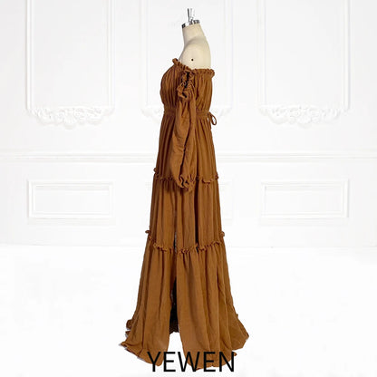 Long Sleeves Elastic Waist Boho Beach Maternity Dress Woman Photo Shoot Dresses SY231107 платье для беременных