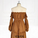 Lange Ärmel, elastische Taille, Boho-Strand-Umstandskleid, Damen-Kleid für Fotoshootings, SY231107, Sommerkleid 