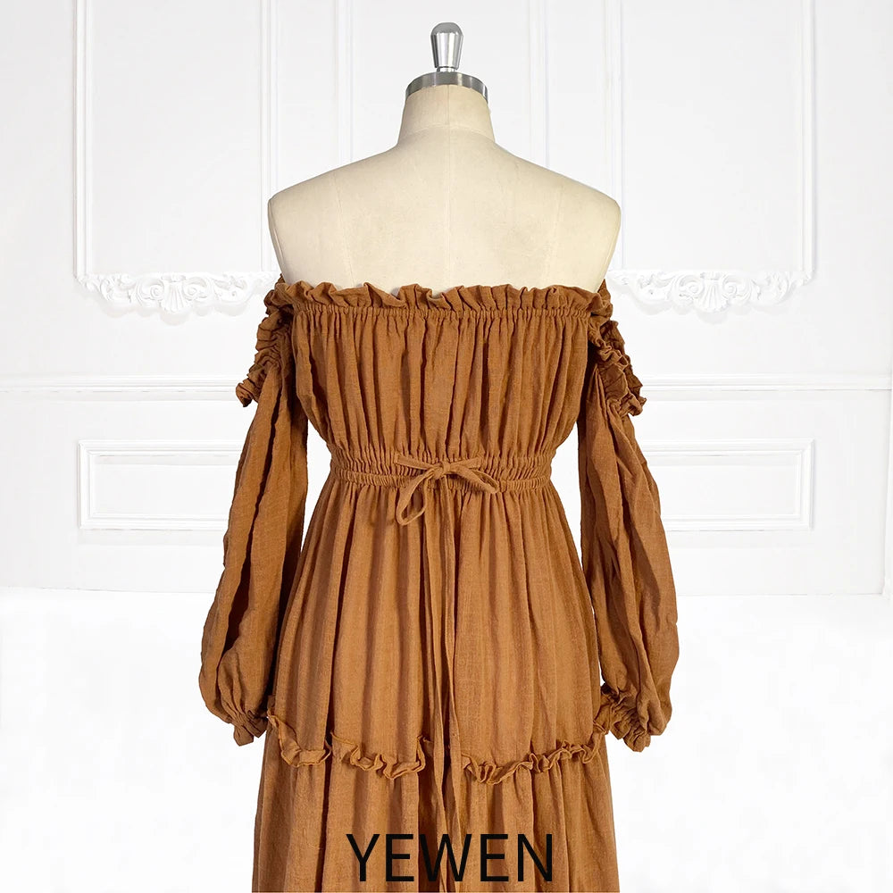 Long Sleeves Elastic Waist Boho Beach Maternity Dress Woman Photo Shoot Dresses SY231107 платье для беременных