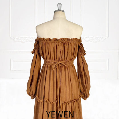 Long Sleeves Elastic Waist Boho Beach Maternity Dress Woman Photo Shoot Dresses SY231107 платье для беременных