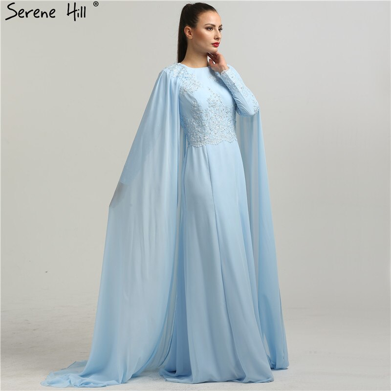 Vestidos de noche de playa de moda, de manga larga, con apliques de perlas y gorro, de gasa, en oferta, sin devoluciones ni reembolsos, 2025, HA2134 