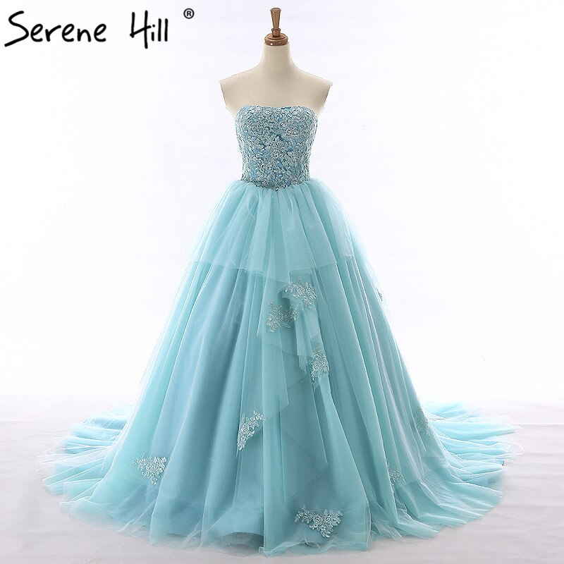 Vestido de novia largo sin tirantes, con cuentas y flores, tul, sexy, hombros descubiertos, 2025, foto real, HM66253