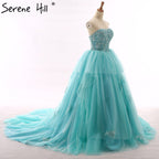 Vestido de novia largo sin tirantes, con cuentas y flores, tul, sexy, hombros descubiertos, 2025, foto real, HM66253