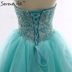 Vestido de novia largo sin tirantes, con cuentas y flores, tul, sexy, hombros descubiertos, 2025, foto real, HM66253