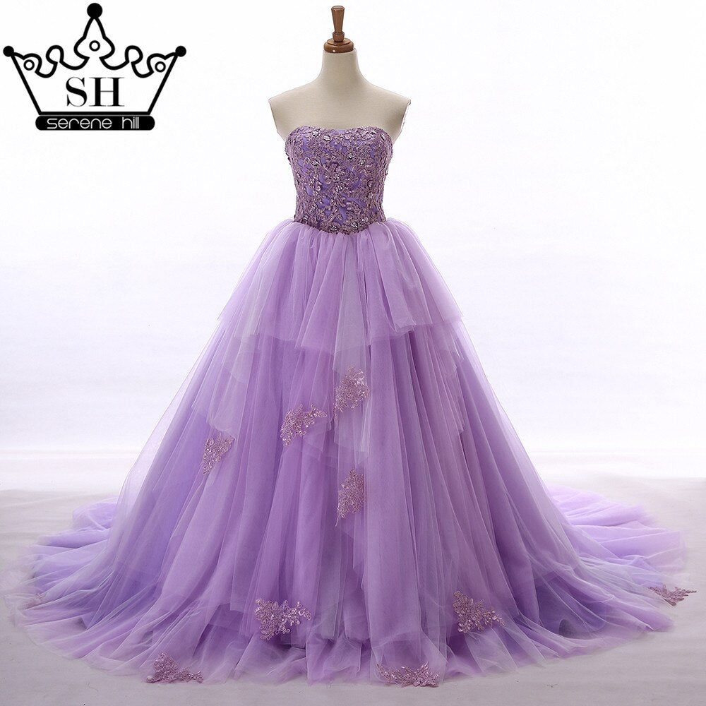 Vestido de novia largo sin tirantes, con cuentas y flores, tul, sexy, hombros descubiertos, 2025, foto real, HM66253