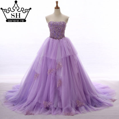 Lange Schleppe Brautkleid Trägerlos Perlen Blumen Tüll Sexy Off The Shoulder Brautkleid 2025 Echtbild HM66253