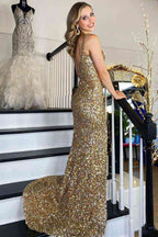 Square Neck Prom Dress With High Slit SYP149