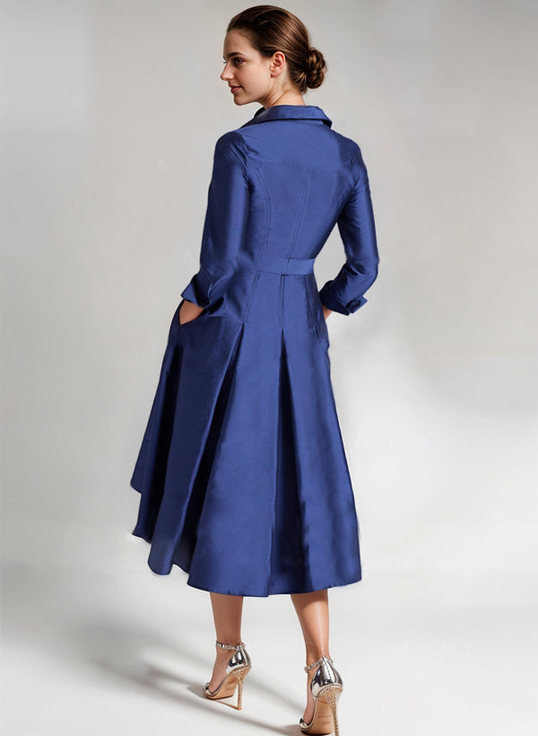Vestidos de madre de la novia de corte A/princesa, escote en V y largo hasta la rodilla