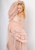 Langes Tüllkleid für Schwangerschaftsfotos und Fotoshootings mit Schleppe SY021