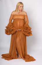 Langes Tüllkleid für Schwangerschaftsfotos und Fotoshootings mit Schleppe SY021
