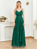 Elegant Royal Blue Sequins V Neck Evening Dress Long 2023 Wedding Party Maxi Formal Dress Women Cocktail Prom Dress-payinti