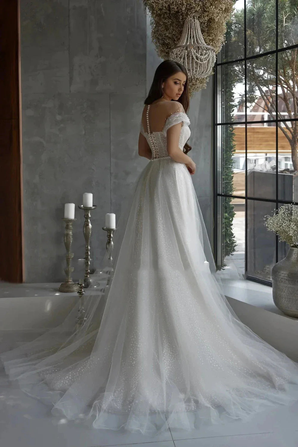 Luxurious Elegant Lace Beading Off Shoulder Mermaid Fluffy Mopping Floor Wedding Dresses New 2023 Fairy Appliques Bridal Gown-payinti