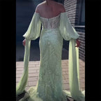 Luxuriöses, mintgrünes, mit Perlen besetztes Abendkleid im Meerjungfrau-Stil 2025 LA72096 für Damen, Hochzeitsfeier 