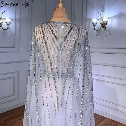 Luxus Gold Arabia Cape Ärmel Perlen A-Linie Abendkleider Kleider 2025 Für Frau Party LA71362 
