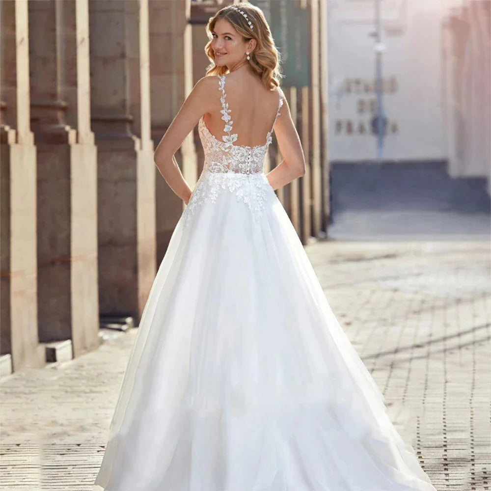 Luxury Lace Off Shoulder Sleeveless Women Mermaid Open Back Wedding Dresses 2023 Bridal Gowns Applqiues Spaghetti Straps Sexy-payinti