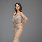 Luxury Mermaid Sparkly Grey Sexy Evening Dresses 2025 Beading Sequined Long Sleeves Formal Dress LA60892