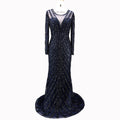 Luxury Pink O-Neck Mermaid Evening Dresses 2025 Dubai Long Sleeves Glitter Evening Gown LA70248