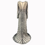 Luxury Pink O-Neck Mermaid Evening Dresses 2025 Dubai Long Sleeves Glitter Evening Gown LA70248