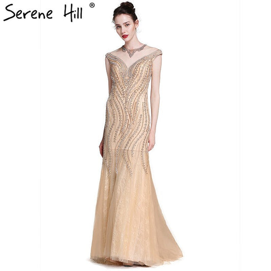 Sale Luxury Sexy Mermaid Newest Evening Dresses Long Crystal Beading Tulle 2025 Robe De Soiree LA6077