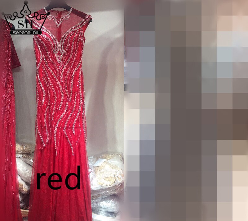 Verkauf Luxus Sexy Meerjungfrau Neueste Abendkleider Lange Kristall Perlen Tüll 2025 Robe De Soiree LA6077 