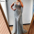 Luxus Champagner Sexy Split Abendkleider 2025 Diamant Sleeveless Meerjungfrau Formale Kleid Ruhigen Hill LA70301
