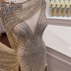 Luxus Champagner Sexy Split Abendkleider 2025 Diamant Sleeveless Meerjungfrau Formale Kleid Ruhigen Hill LA70301
