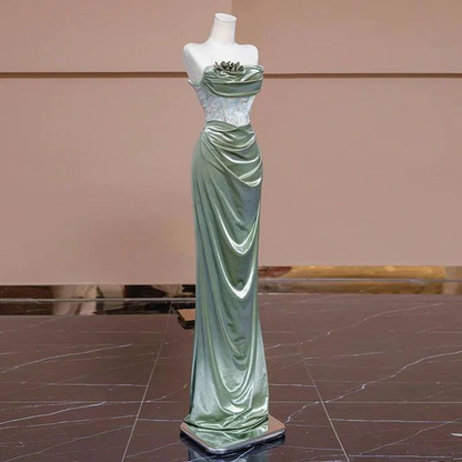 Glamouröses trägerloses Meerjungfrau-Abendkleid mit Plissee, formelles Ballkleid Y7989