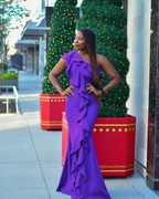 Lila One-Shoulder-Meerjungfrau-Ballkleid Lila Abendkleid Y5780