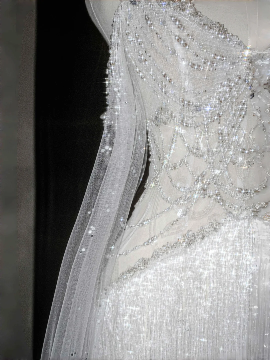 Vestido de noche de lujo de tul blanco con cuentas de perlas y borlas, vestido de fiesta, vestido de novia con hombros descubiertos Y8662