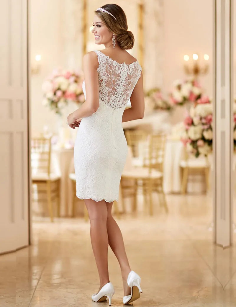 MANRAY Beach Wedding Dress With Detachable Skirt See Through Back Bridal Gowns Lace Appliques Sleeveless Vestidos De Mariee-payinti