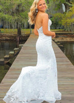 Terry | Vestidos de fiesta largos de sirena con apliques de encaje y escote corazón en negro