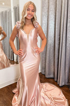 Plunge V Backless Mermaid Long Gown