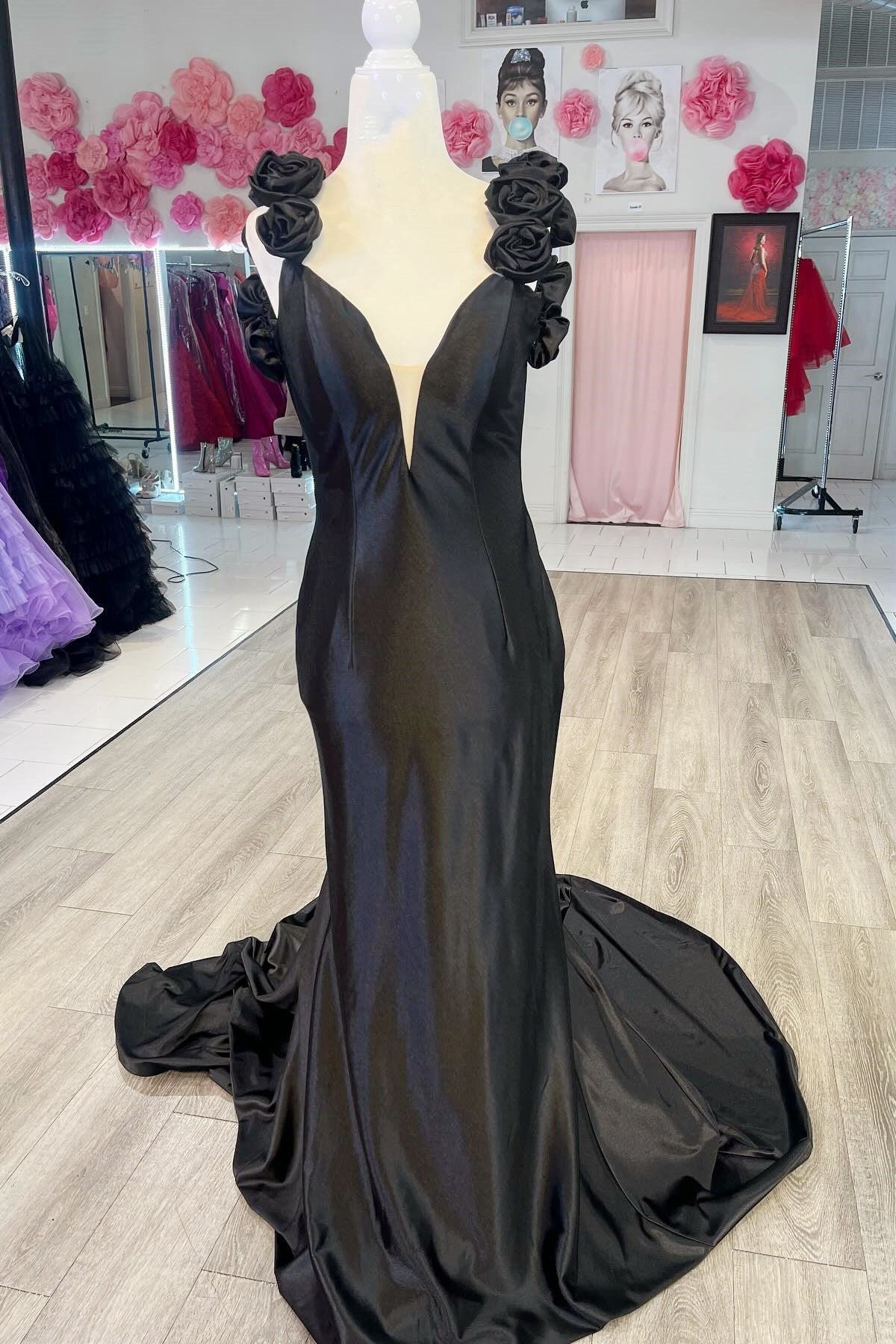 Plunge V Backless Mermaid Long Gown