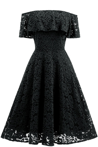 Vestido de fiesta azul marino oscuro con encaje y corte A Y1160