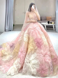 Vestido de fiesta floral de princesa de ensueño, vestido de fiesta de noche sin tirantes, vestido de novia Y8289