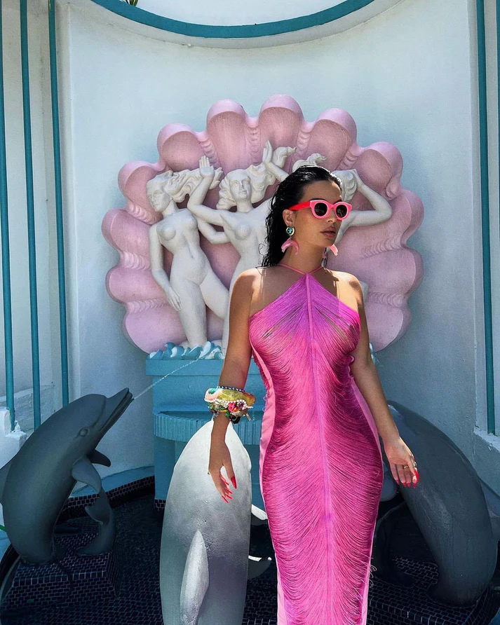 Rosa Neckholder Meerjungfrau Langes Ballkleid Formales Abendkleid Y8477