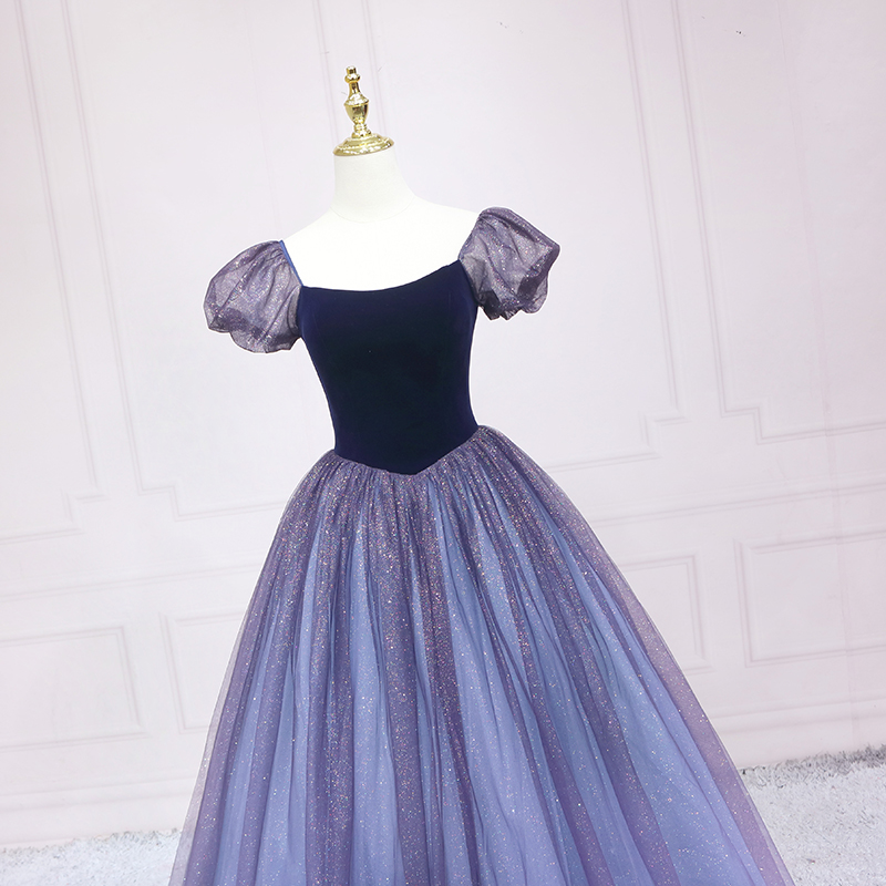 Sternenhimmelblaues Prinzessinnen-Abendkleid A-Linie Abendkleid s03