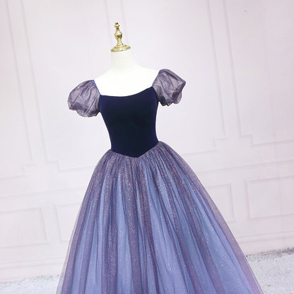 Sternenhimmelblaues Prinzessinnen-Abendkleid A-Linie Abendkleid s03
