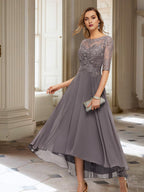Vestidos de madre de la novia de corte A/princesa con media manga y apliques