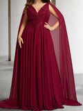 Vestidos de madre de la novia con escote en V, corte princesa y apliques