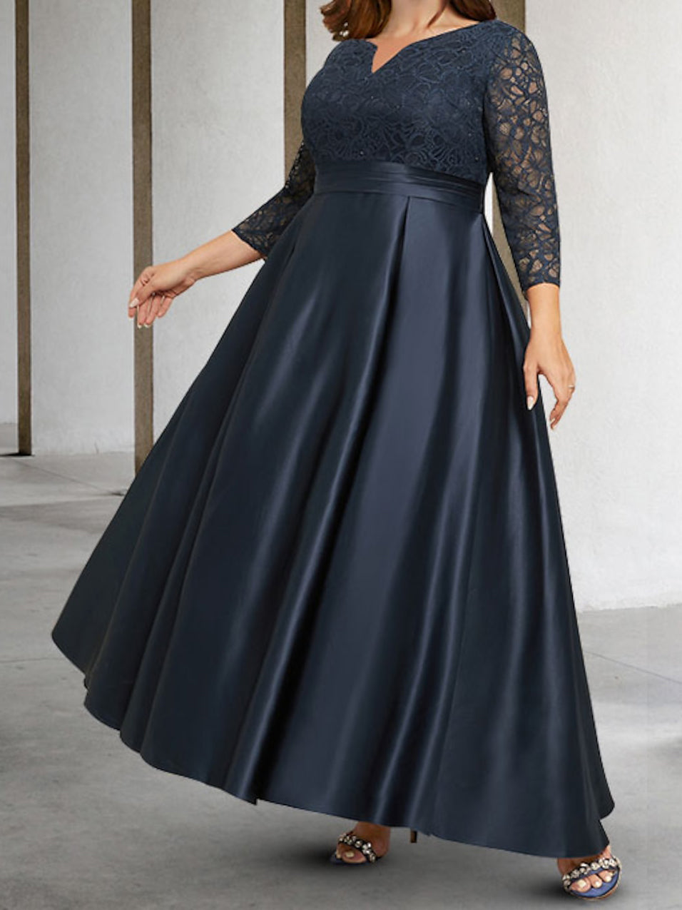 Vestidos de madre de la novia de manga larga con corte A/princesa y apliques
