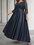 Vestidos de madre de la novia de manga larga con corte A/princesa y apliques