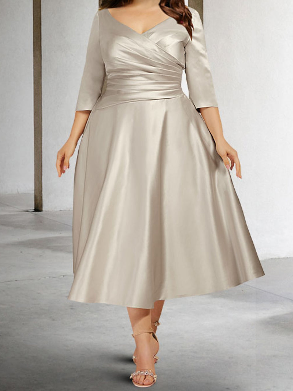 Vestidos de madre de la novia con corte A/princesa y escote en V