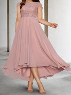 Vestidos de madre de la novia de manga corta, corte princesa/A, con apliques