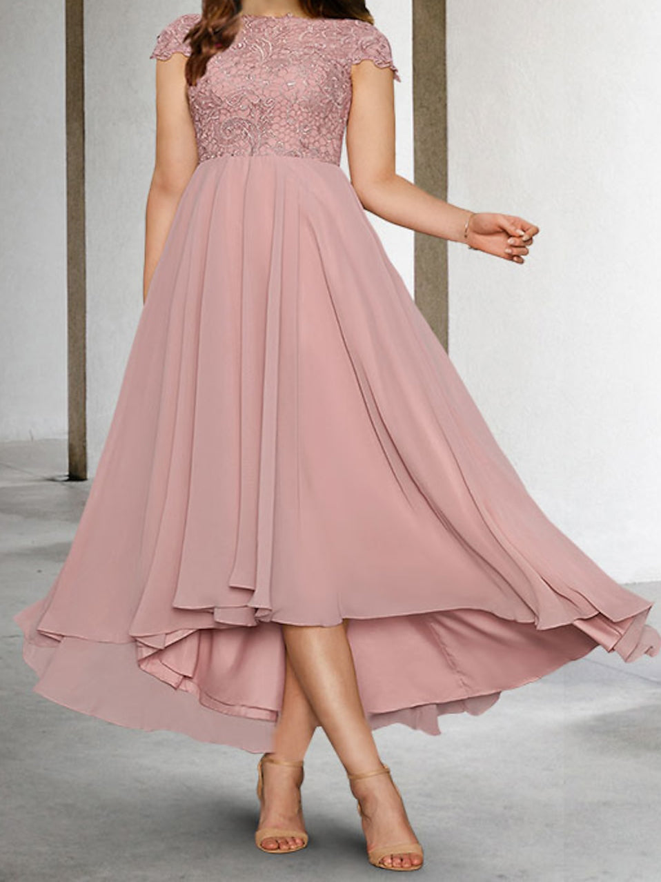 Vestidos de madre de la novia de manga corta, corte princesa/A, con apliques
