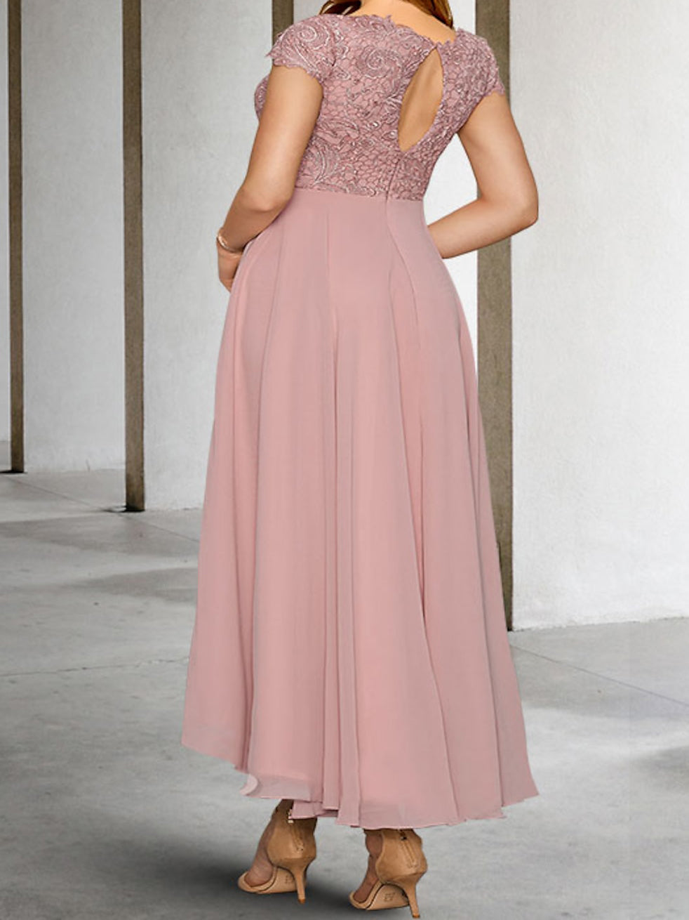 Vestidos de madre de la novia de manga corta, corte princesa/A, con apliques